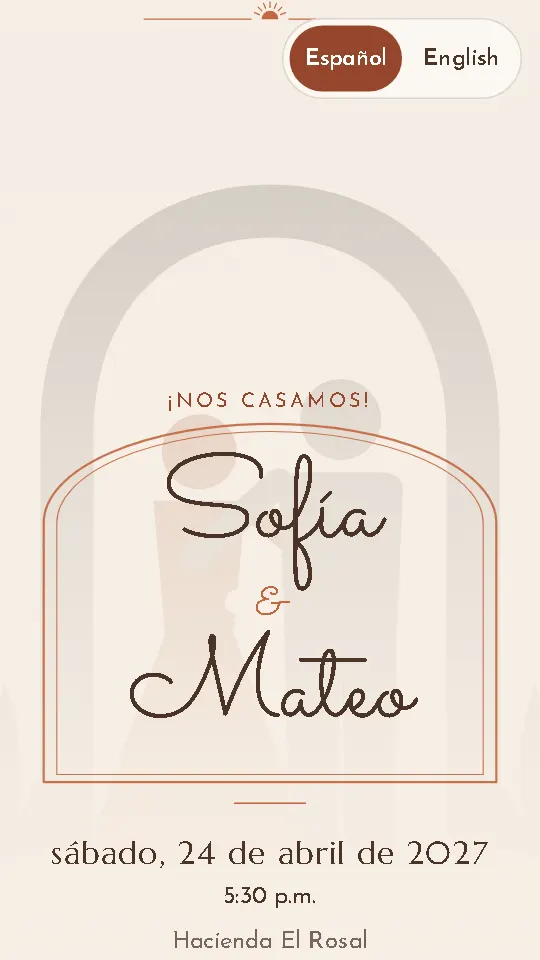 The first screen of the Terracotta boho design, on a phone
